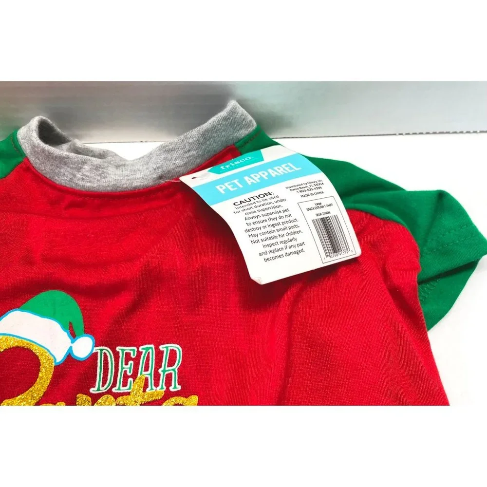 Dog Christmas Costume Red Shirt Size Large Dear Santa I Can Explain NWT